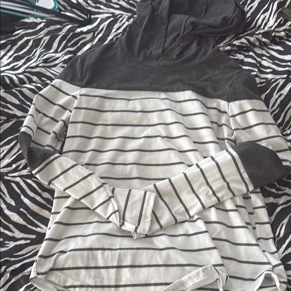 Kids Striped Hoodie - Black and White